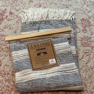 URBAN86 Super Soft 100% Cotton Throw Gray and Cream Striped